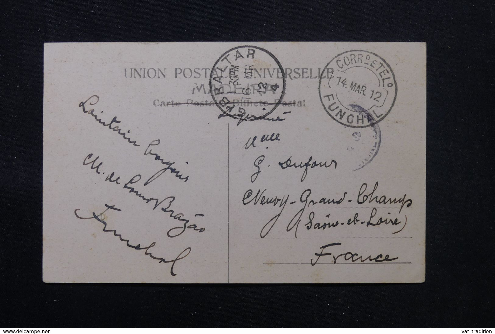 PORTUGAL - Affranchissement De Funchal Sur Carte Postale En 1912 Pour La France Via Gibraltar - L 75658 - Covers & Documents