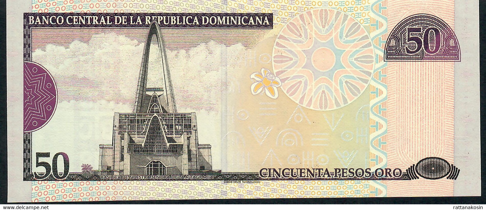 DOMINICAN REPUBLIC P176A  50 PESOS 2008  #CP Printer OBERTHUR Technologies    UNC. - Dominicana