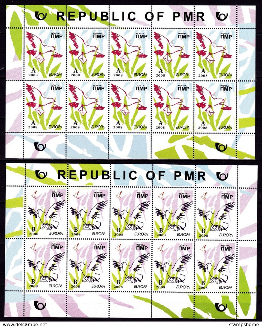 Europa - 2008 - Transnistria, PMR. Moldova ** 2.Sheetlet Of 10 Set - (local Issue) ** MNH - 2008