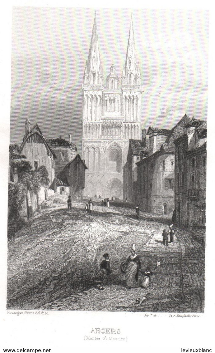 Gravure Ancienne/Bords De Loire/ANGERS Montée Saint Maurice/Dessinés  Et Gravés Par ROUARGUE Frères/Paris/1850  LOIR15 - Estampes & Gravures