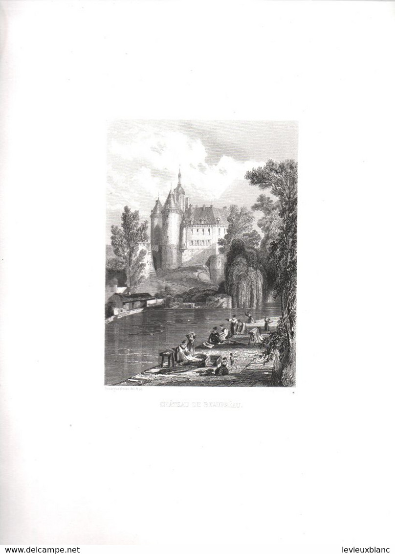 Gravure Ancienne/Bords De Loire/CHATEAU De BEAUPREAU  /Dessinés  Et Gravés Par ROUARGUE Frères/Paris/1850  LOIR21 - Estampes & Gravures