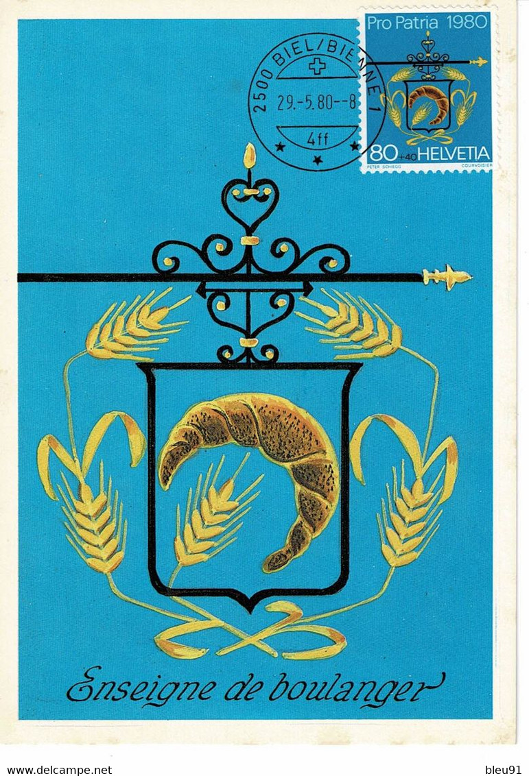 CARTE MAXIMUM ENSEIGNE SIGN ZEICHEN BOULANGER BIENNE 1980 - Maximumkarten (MC)