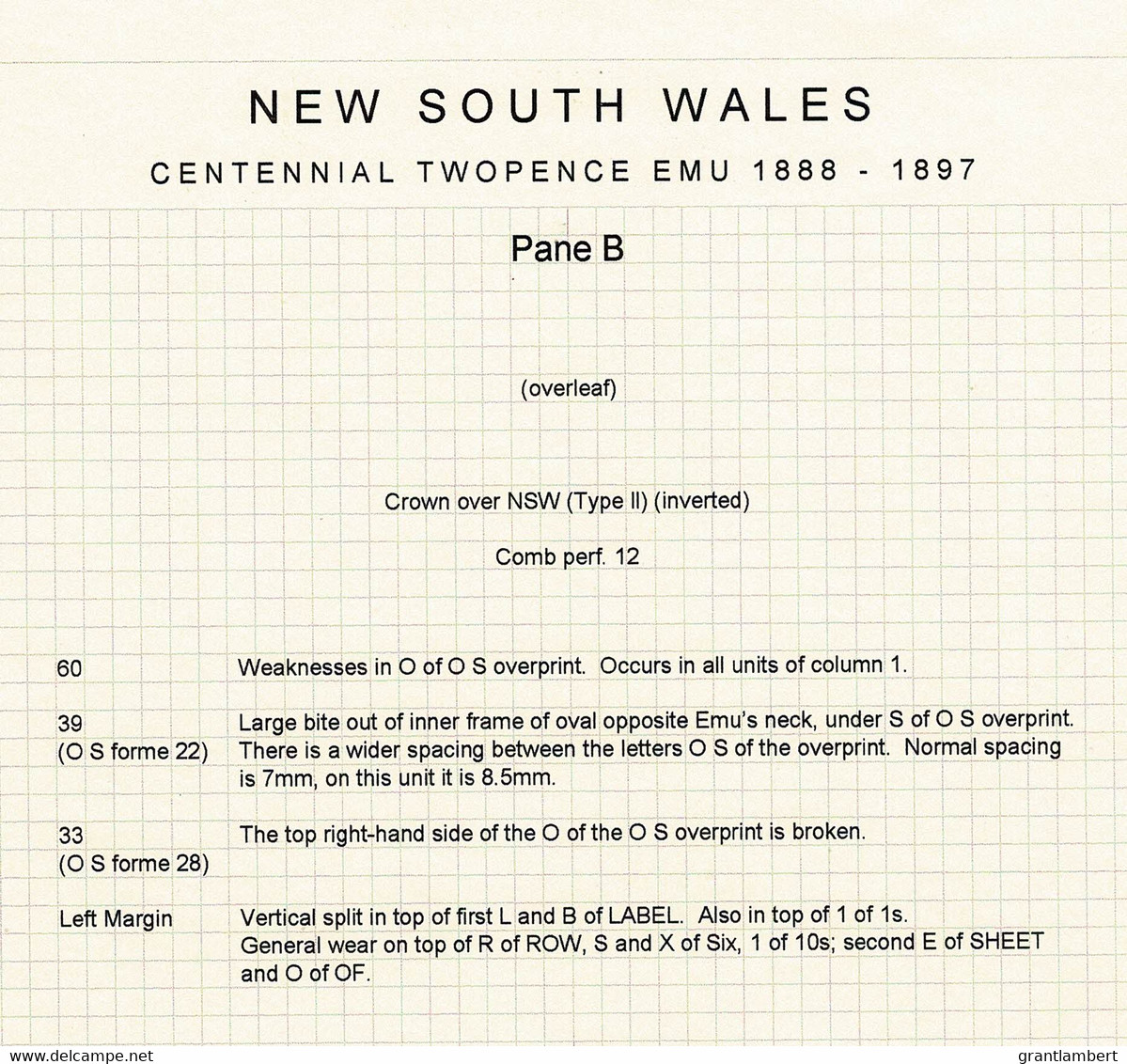 New South Wales 1888-90 Emu 2d Centennial Opt OS Corner Block Of 36, Mostly MNH - Ungebraucht