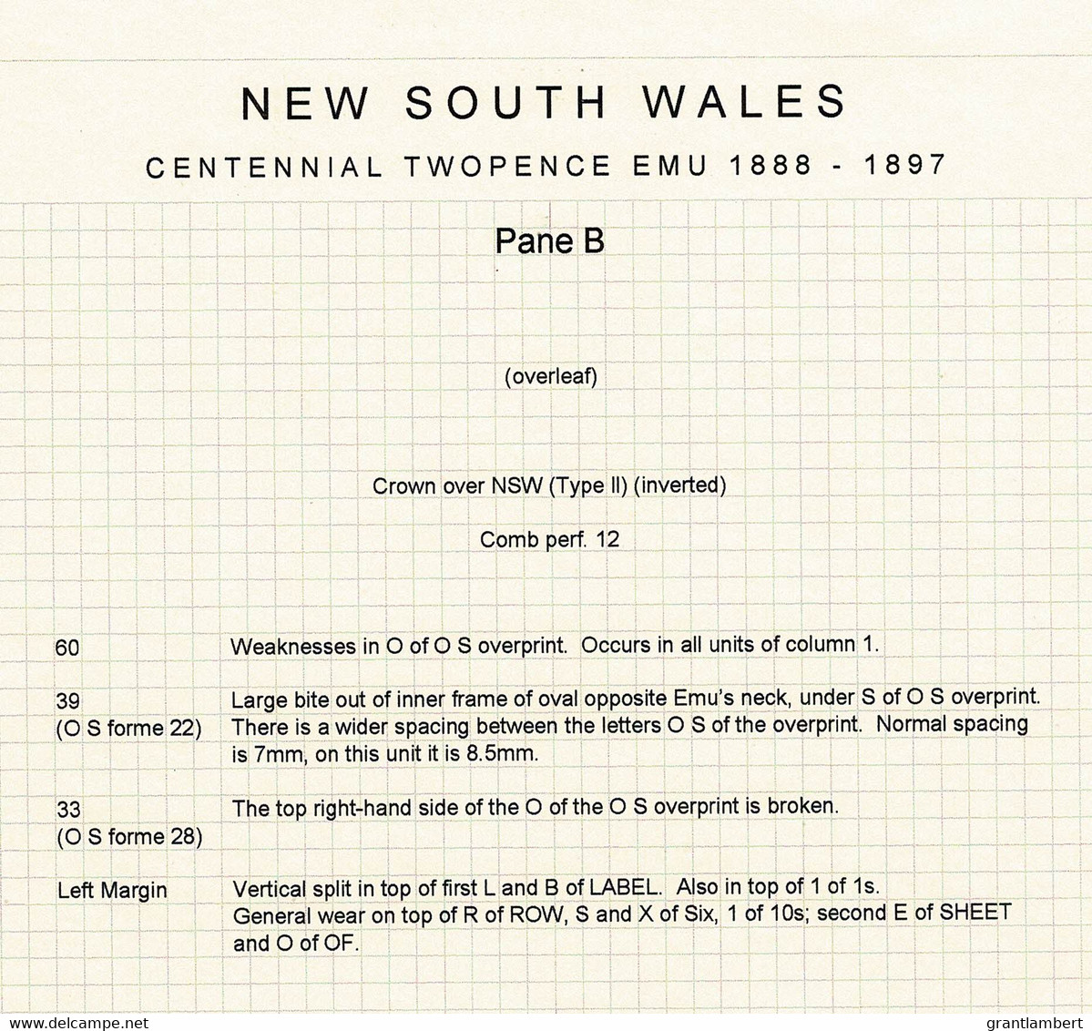 New South Wales 1888-90 Emu 2d Centennial Opt OS Corner Block Of 36, Mostly MNH - Mint Stamps