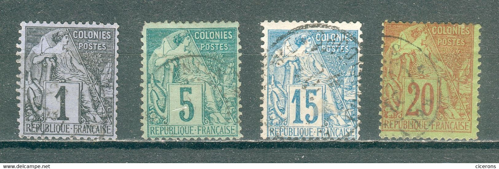 FRANCE ; Colonies ; émis. Générales ; 1881 ; Y&T N° 46-49-51-52 ; Oblitéré - Alphée Dubois