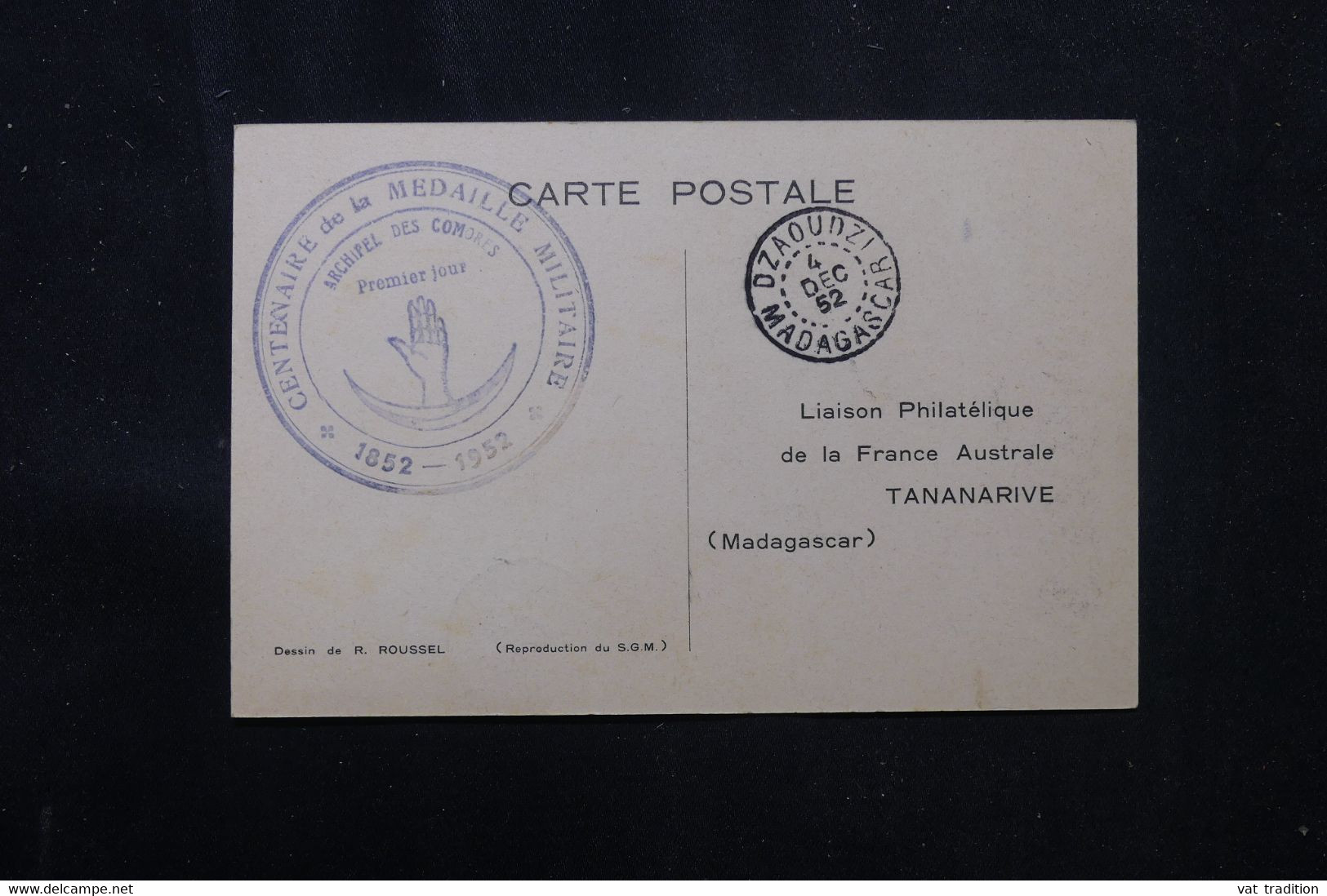 COMORES - Carte Maximum En 1952 , Médaille Militaire - L 75753 - Lettres & Documents