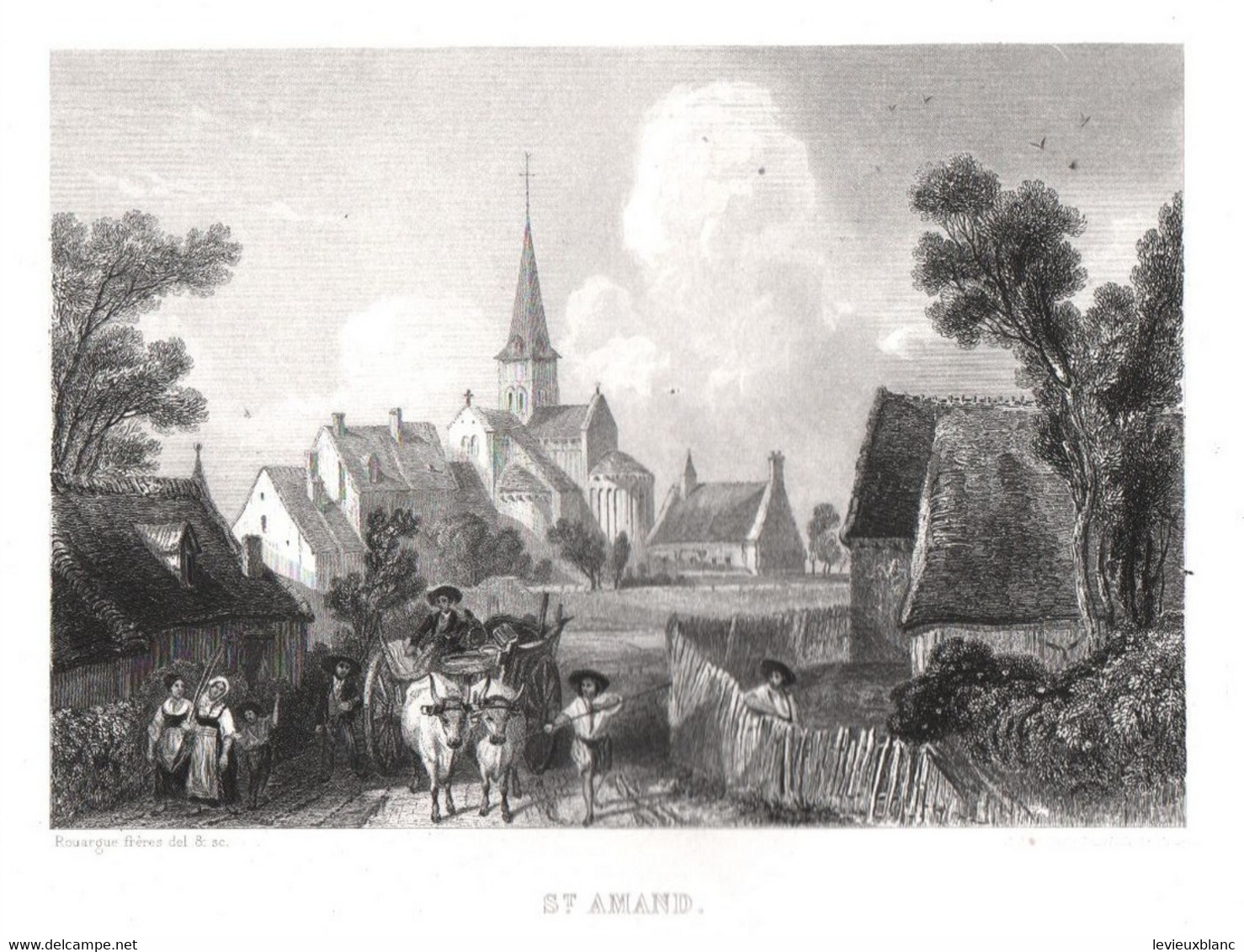 Gravure Ancienne/Bords De Loire/ SAINT AMAND /Dessinés  Et Gravés Par ROUARGUE Frères/Paris/1850  LOIR38 - Estampes & Gravures