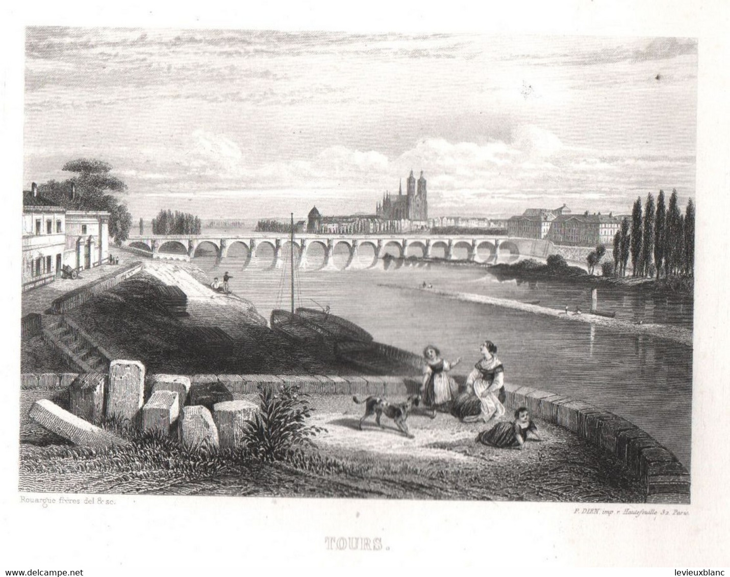 Gravure Ancienne/Bords De Loire/TOURS /Dessinés  Et Gravés Par ROUARGUE Frères/Paris/1850  LOIR39 - Estampes & Gravures
