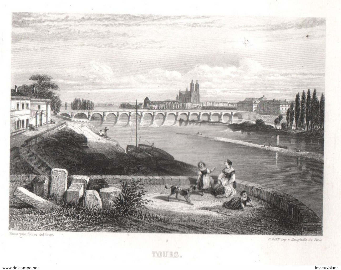 Gravure Ancienne/Bords De Loire/TOURS /Dessinés  Et Gravés Par ROUARGUE Frères/Paris/1850  LOIR39 - Prints & Engravings