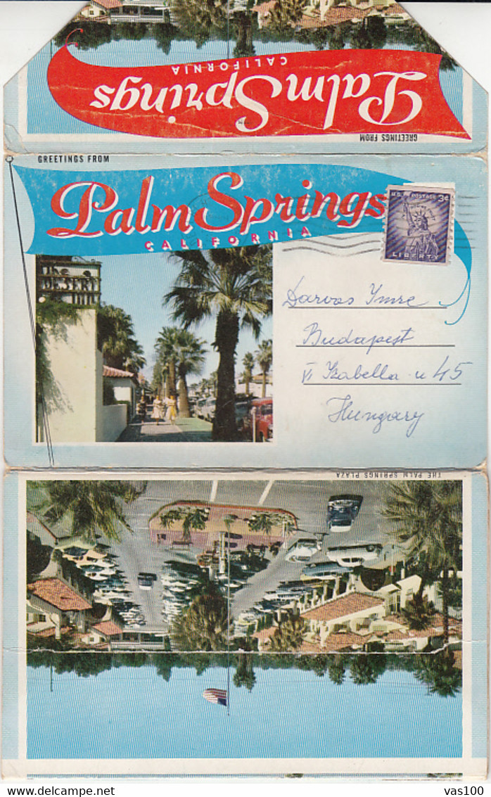 CPA PALM SPRINGS- 14 DIFFERENT VIEWS, STREET VIEWS, PANORAMAS, LEPORELLO - Palm Springs