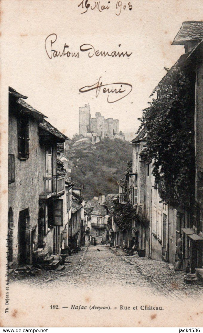 Carte Postale Ancienne - Circulé - Dép. 12 - NAJAC - Rue Et Chateau - Najac