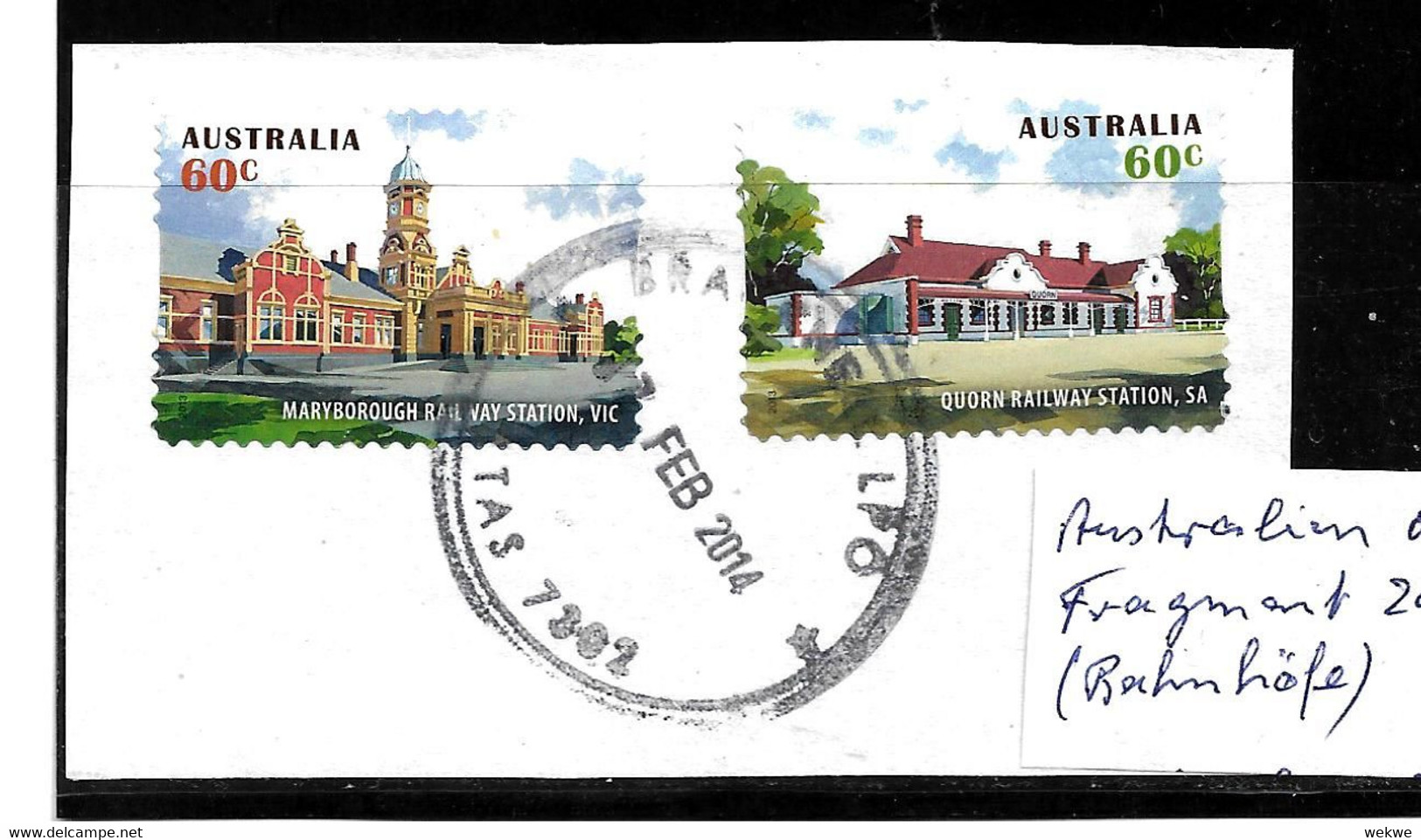 AUSTRALIEN 062 /   Fragment  2014 -   Bahnhöfe   O - Used Stamps