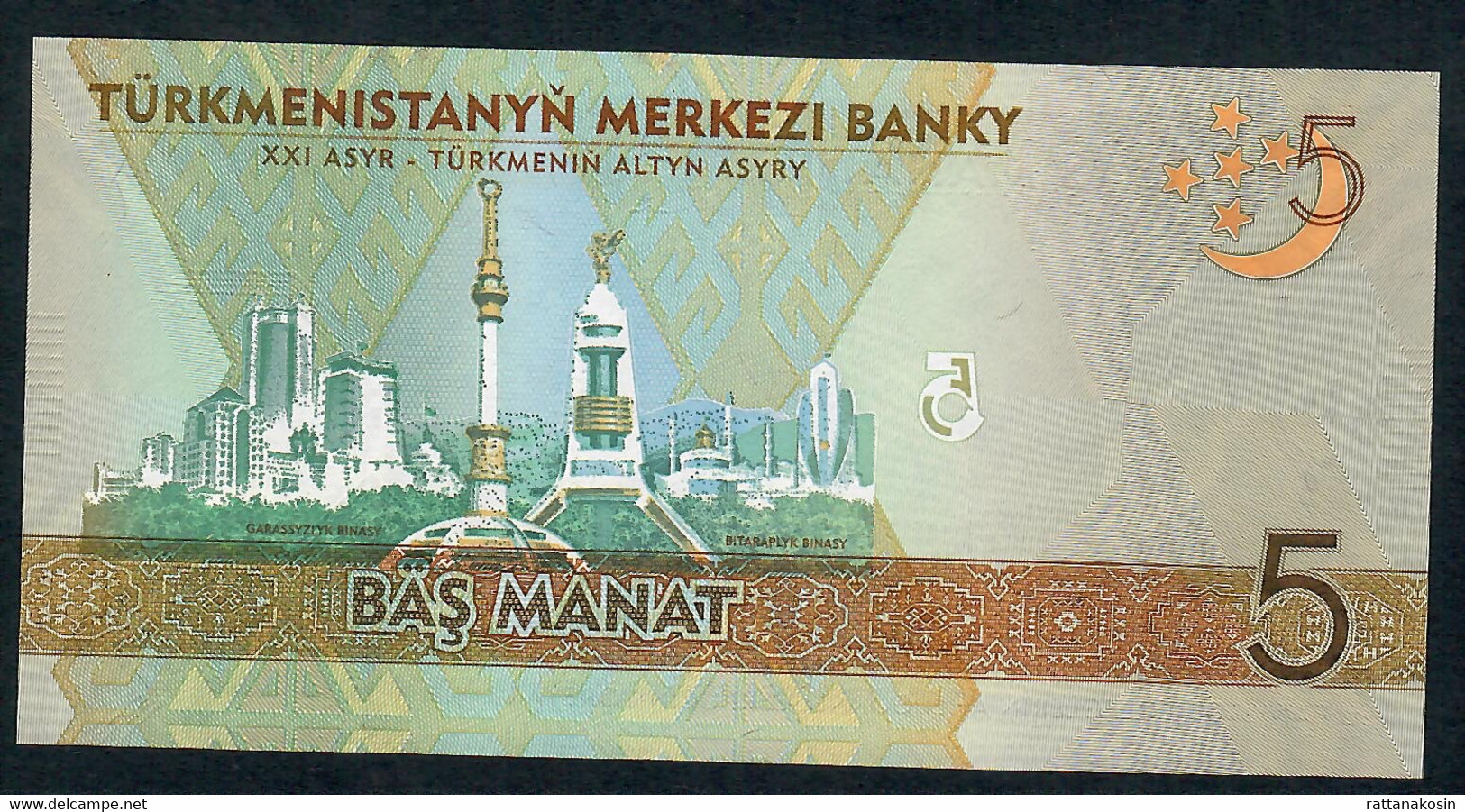 TURKMENISTAN P23 5 MANAT 2009 Early Prefix #AA       UNC. - Turkmenistan