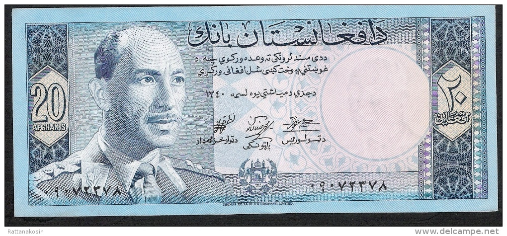 AFGHANISTAN P38 20 AFGHANIS  SH1340   1961  Signature 5  UNC. - Afghanistan