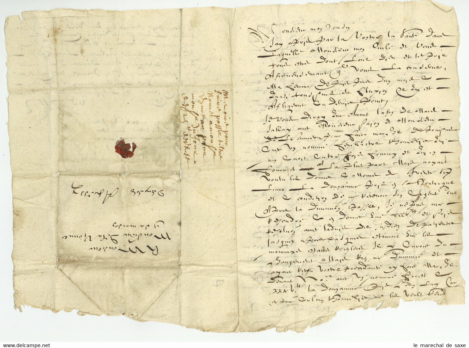 Lettre Sans Date Vers 1652 Signee Dufour Adressee A Monsieur De La Vionne En Sa Maison A A GRESSY??? - ....-1700: Precursores