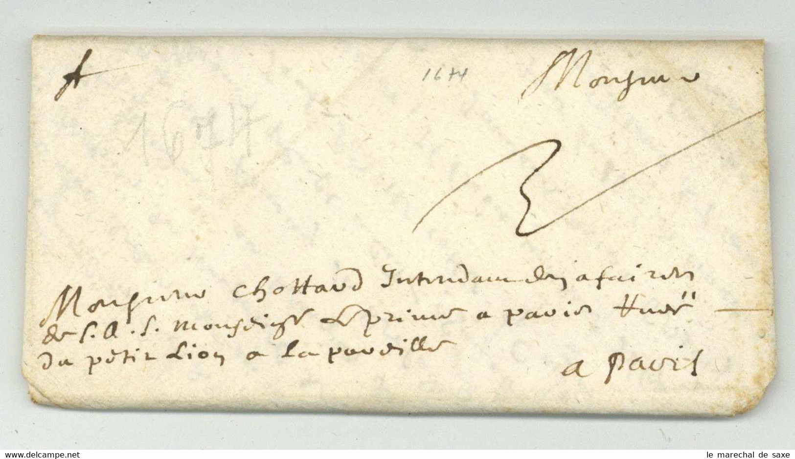 COURSON? 1674 Lettre Taxee Pour Paris Roland A Determiner... - ....-1700: Précurseurs