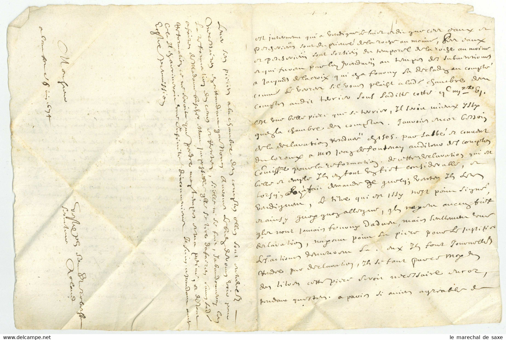 COURSON? 1674 Lettre Taxee Pour Paris Roland A Determiner... - ....-1700: Précurseurs