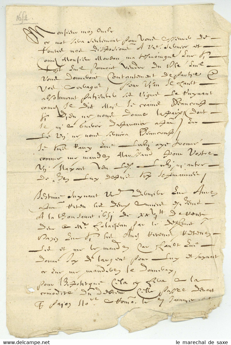 1652 Dufour Lieu A Determiner A Son Oncle Deigne Sieur De Martignan A Gressy(?) - ....-1700: Précurseurs