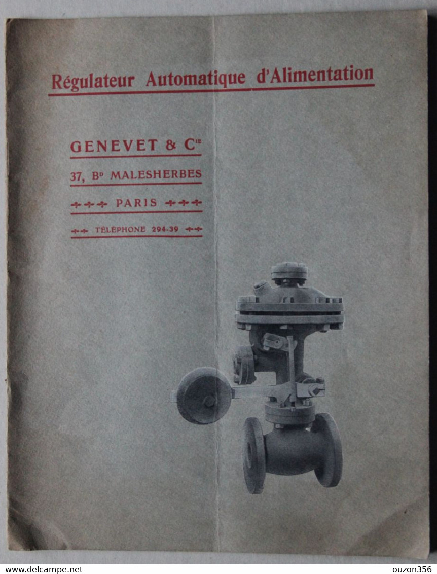 Notice Régulateur Automatique D'alimentation (des Chaudières), Genevet & Cie à Paris - Machines