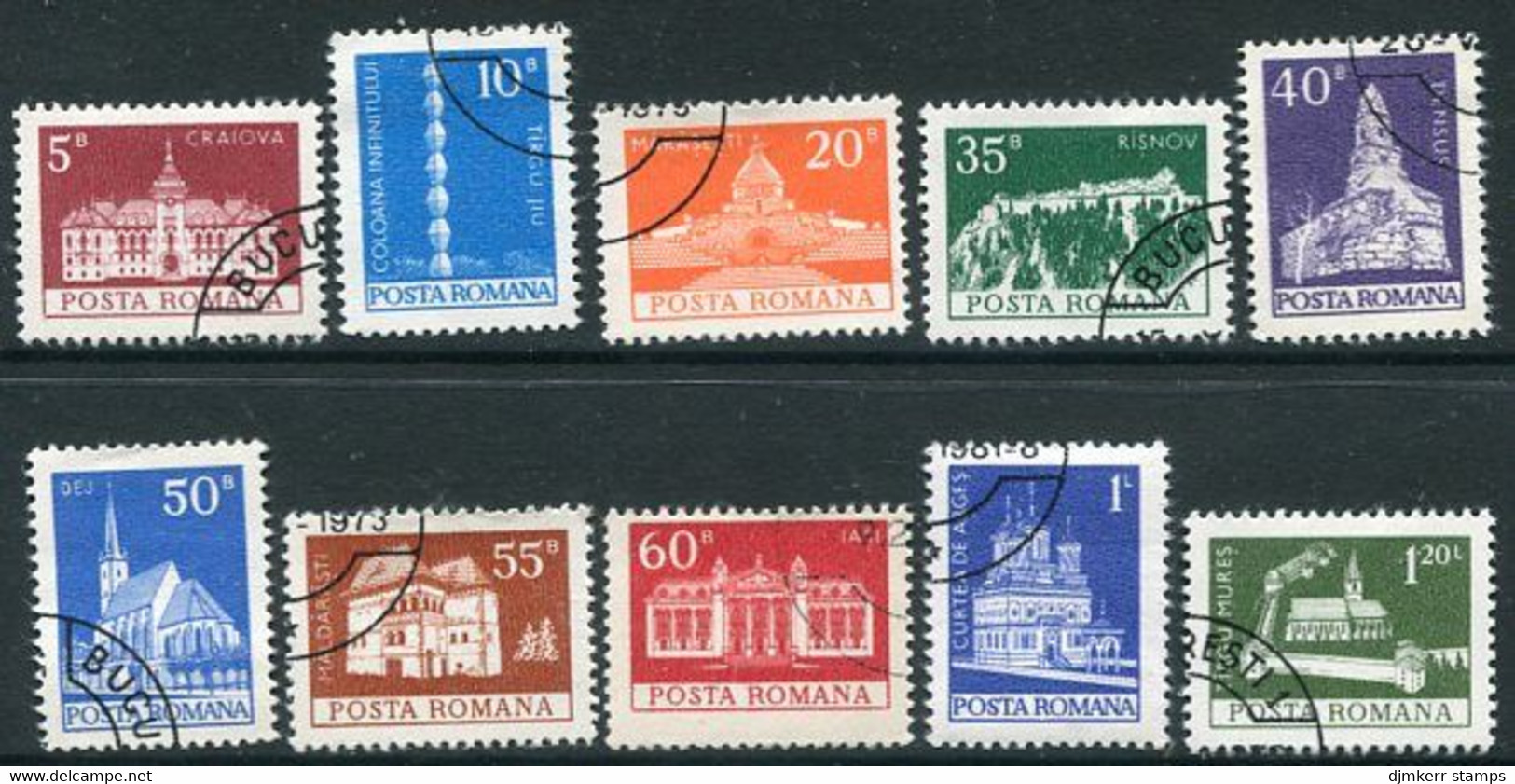 ROMANIA 1973 Definitive: Buildings Used.  Michel 3157-66 - Used Stamps