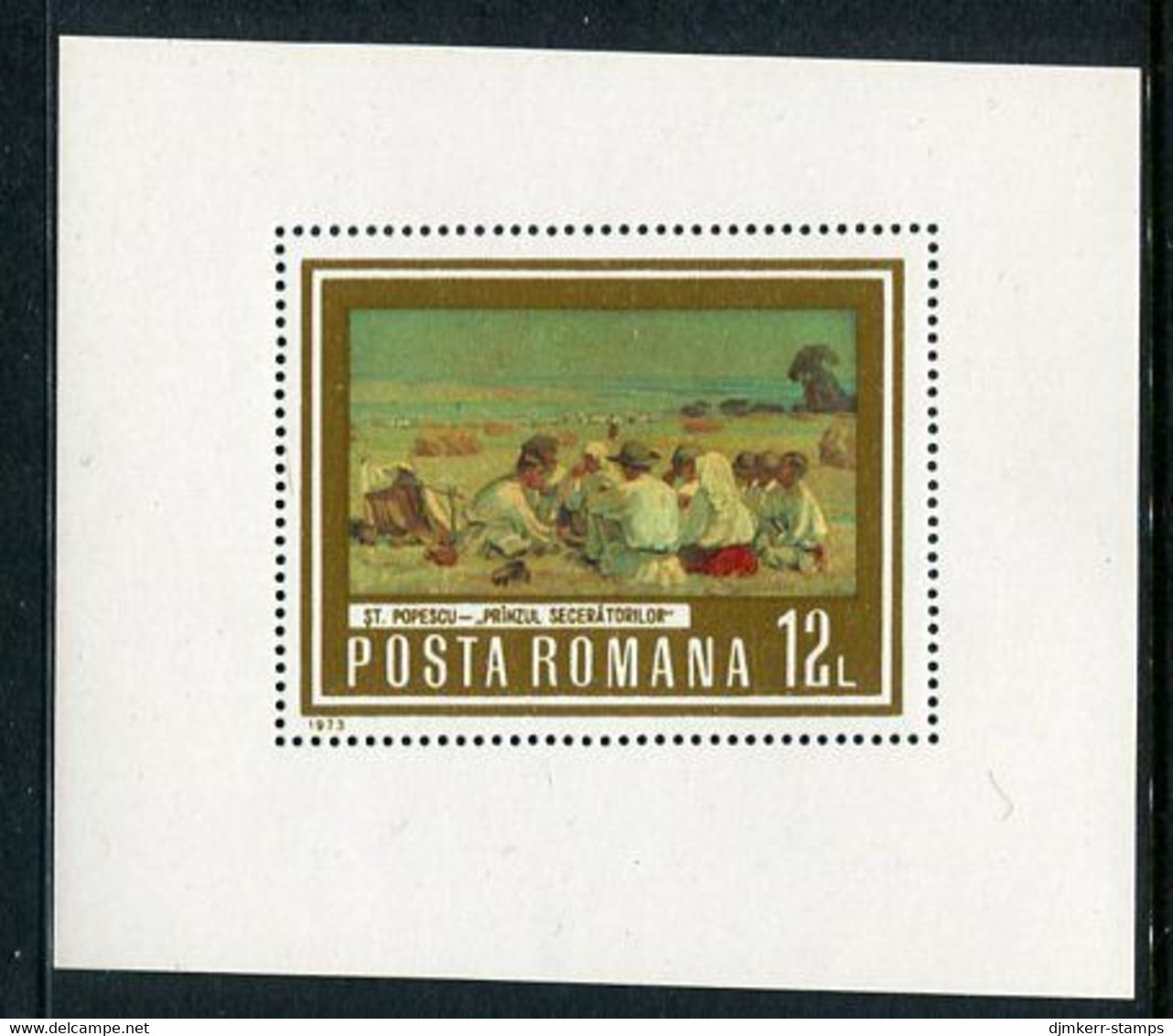 ROMANIA 1973 Paintings: World Of Work Block MNH / **.  Michel Block 109 - Blocks & Sheetlets