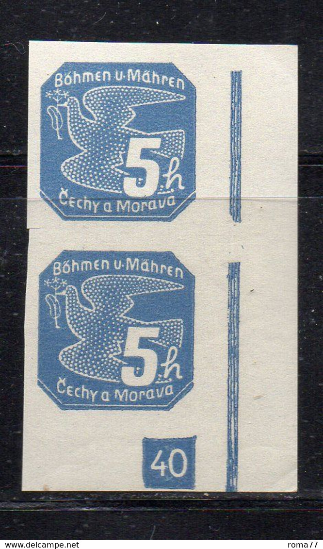 1169 490 - Bohemia & Moravia 1939 , 5 H. Con Numero (40) Di Tavola  ***  MNH  Coppia - Ungebraucht