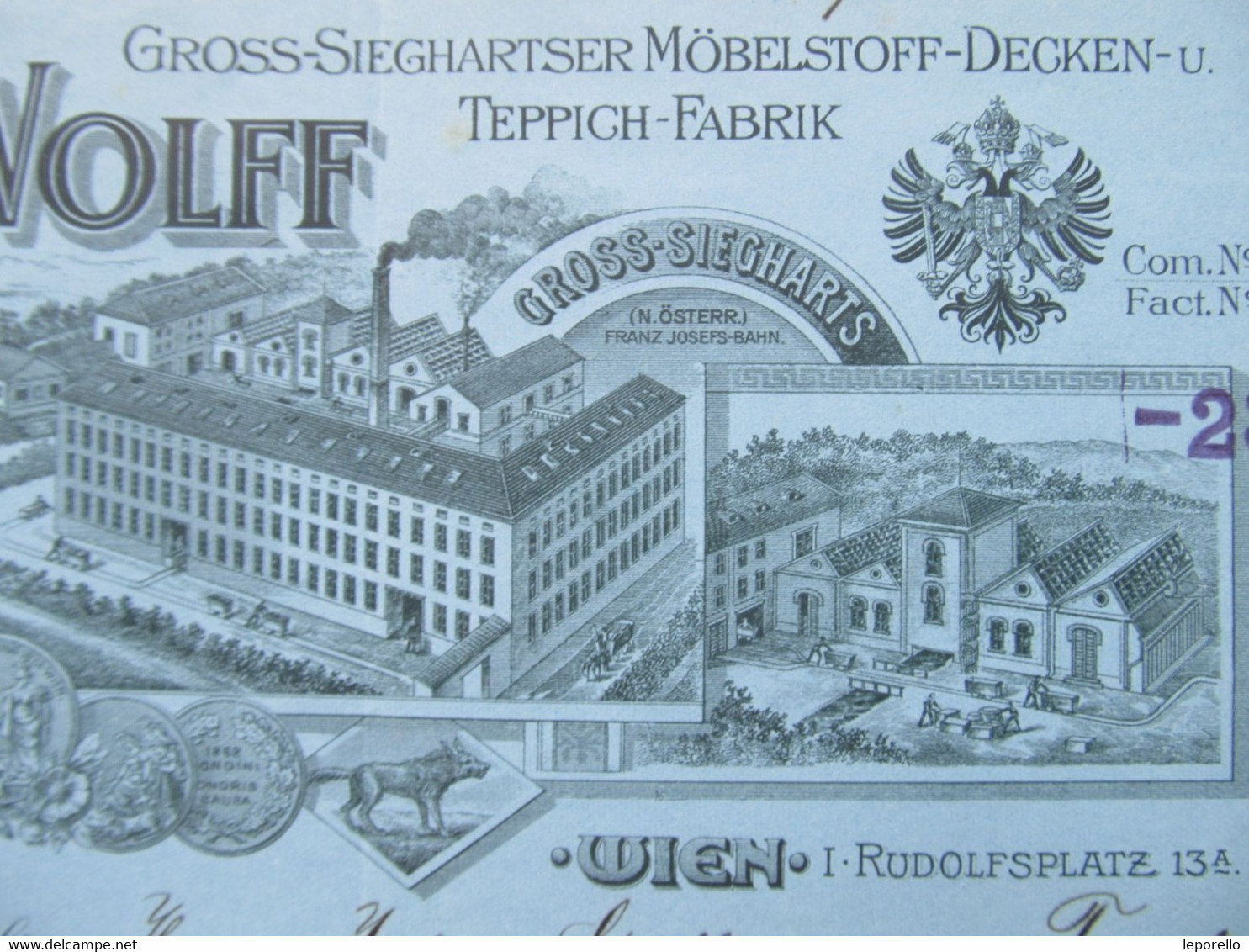 RECHNUNG Groß-Siegharts B. Waidhofen A.d.Thaya Brüder Wolff Teppich 1908  ////   D*46986 - Waidhofen An Der Thaya