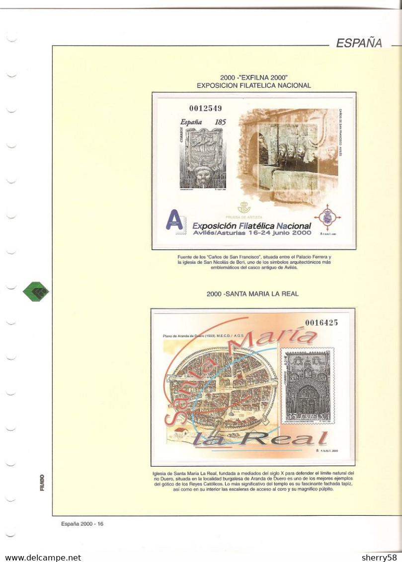 2000-PRUEBA Nº 72y73 -MONTADA EL HOJA FILABO-EXFILNA'00.AVILES Y SANTA MARIA LA REAL.ARANDA DEL DUERO - Proofs & Reprints