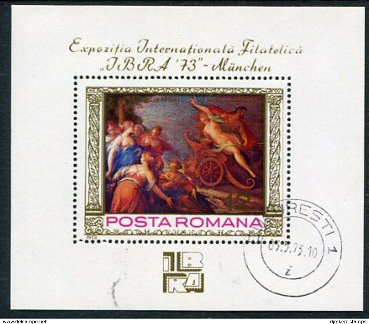 ROMANIA 1973 IBRA '73 Stamp Exhibition Used.  Michel Block 104 - Blokken & Velletjes