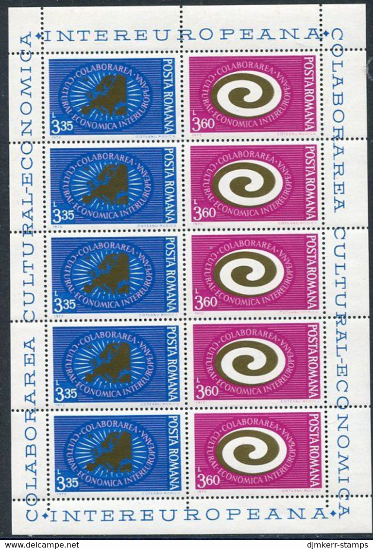 ROMANIA 1973 INTEREUROPA Sheetlet MNH / **. .  Michel 3120-21 Kb - Nuevos