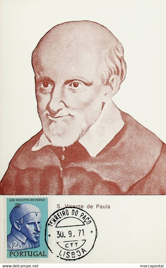 1969 Portugal Terceiro Centenário Da Morte De São Vicente De Paula - Cartoline Maximum