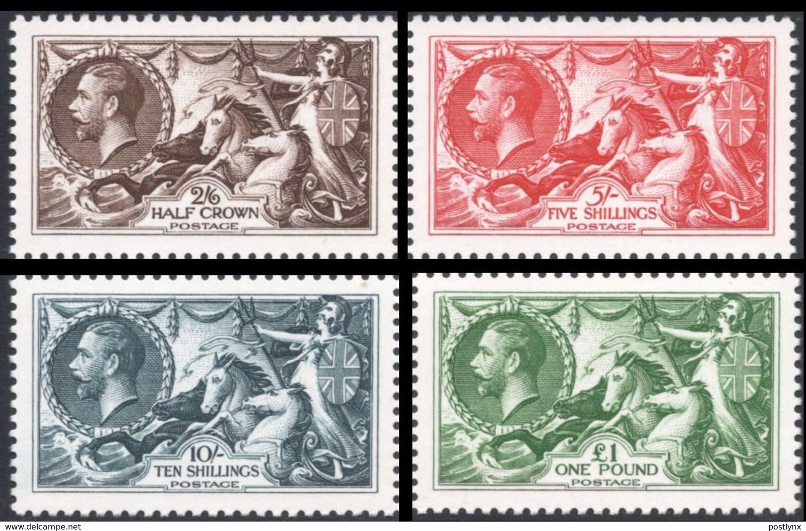 GREAT BRITAIN 1913 Seahorses SET:4 OFFICIAL REPRINT GB - Prove & Ristampe