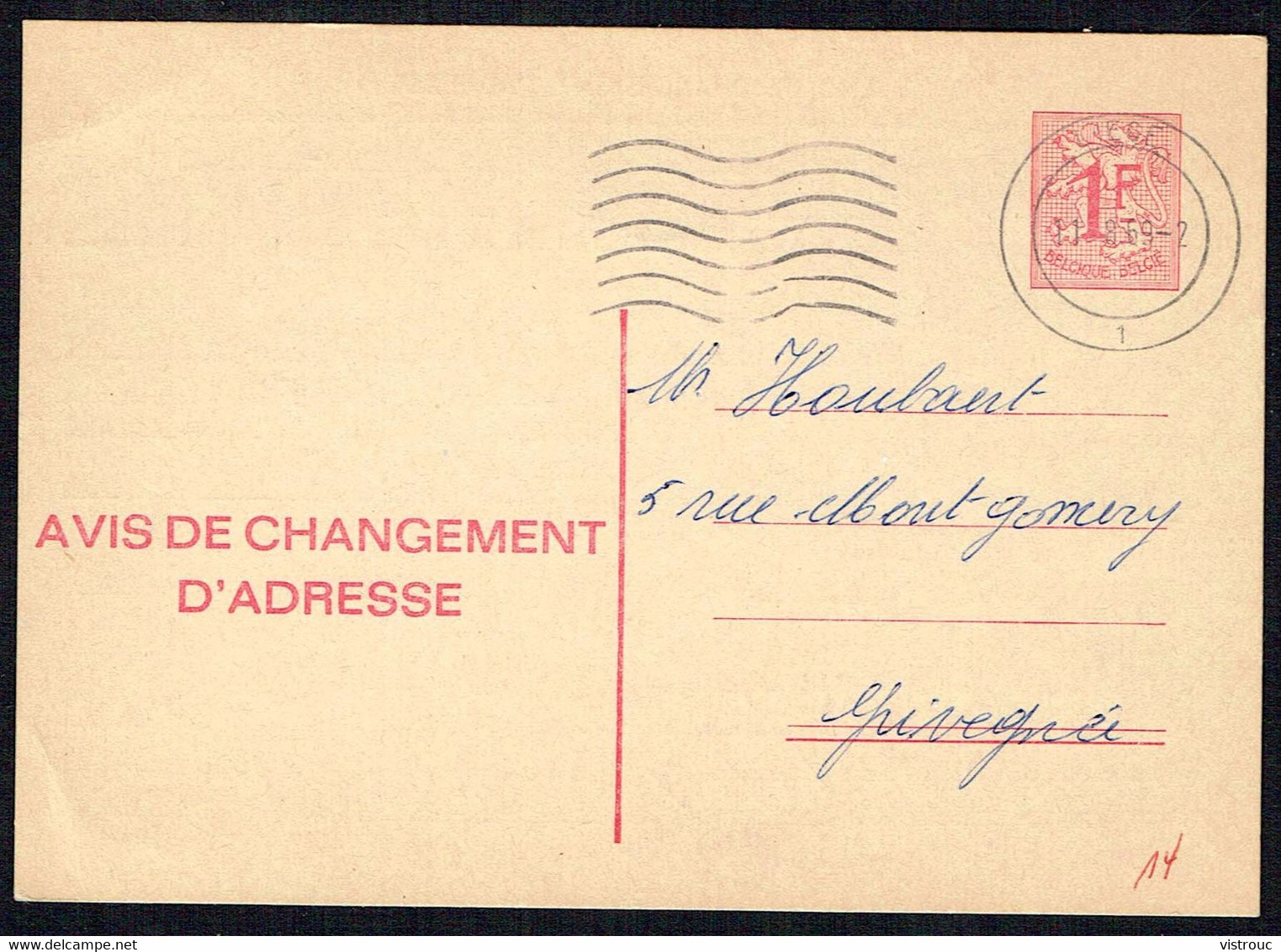 Changement D'adresse N° 14 III F (texte Français) - Circulé - Circulated - Gelaufen - 1969. - Avviso Cambiamento Indirizzo