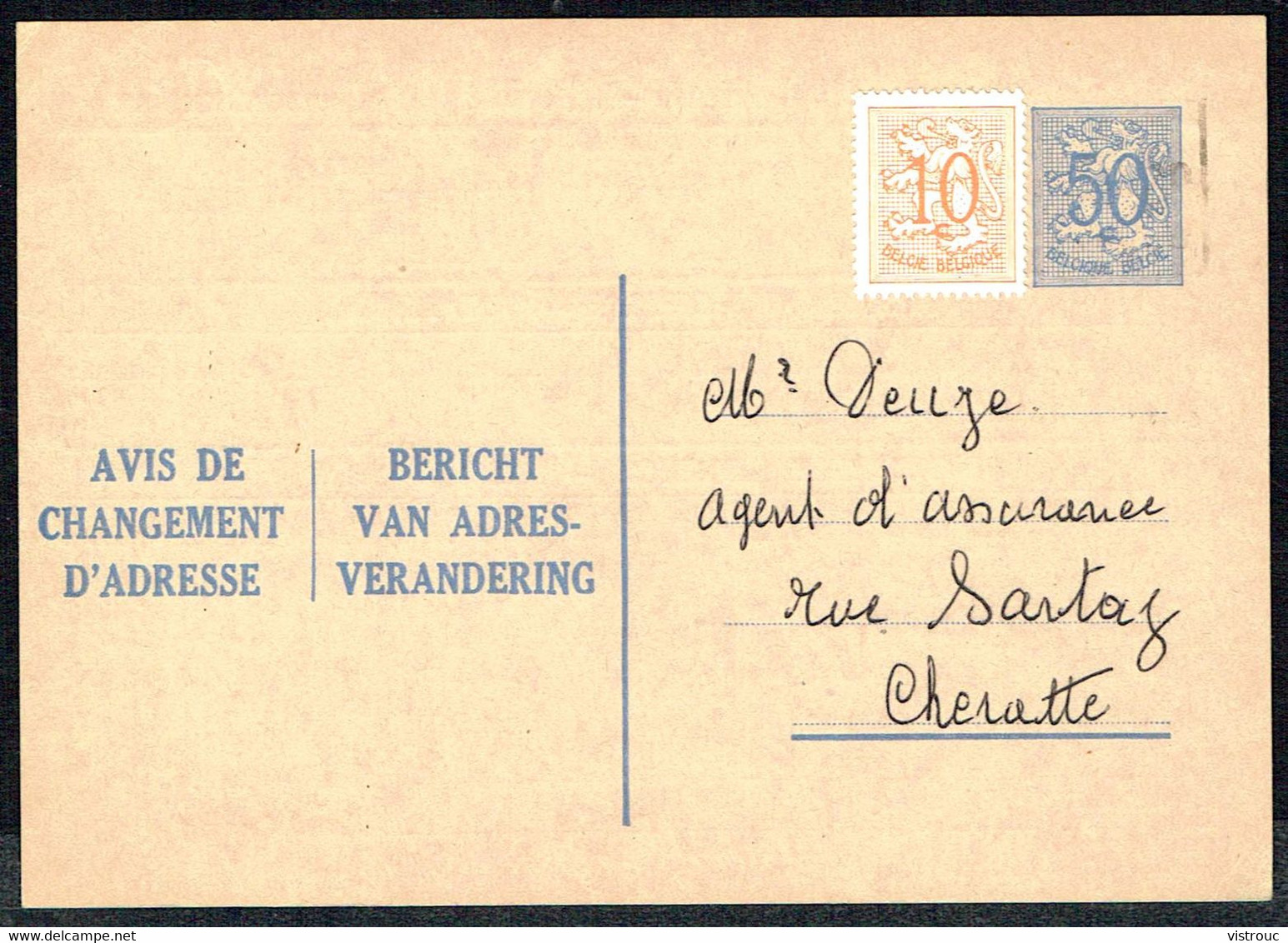 Changement D'adresse N° 12 I FN (texte Français/Néerlandais) - Circulé - Circulated - Gelaufen - 1966. - Avis Changement Adresse