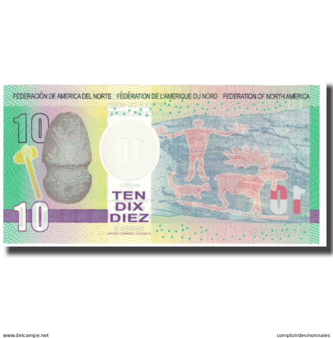 Billet, États-Unis, Billet Touristique, 2015, 10 AMEROS FEDERATION OF NORTH - A Identificar