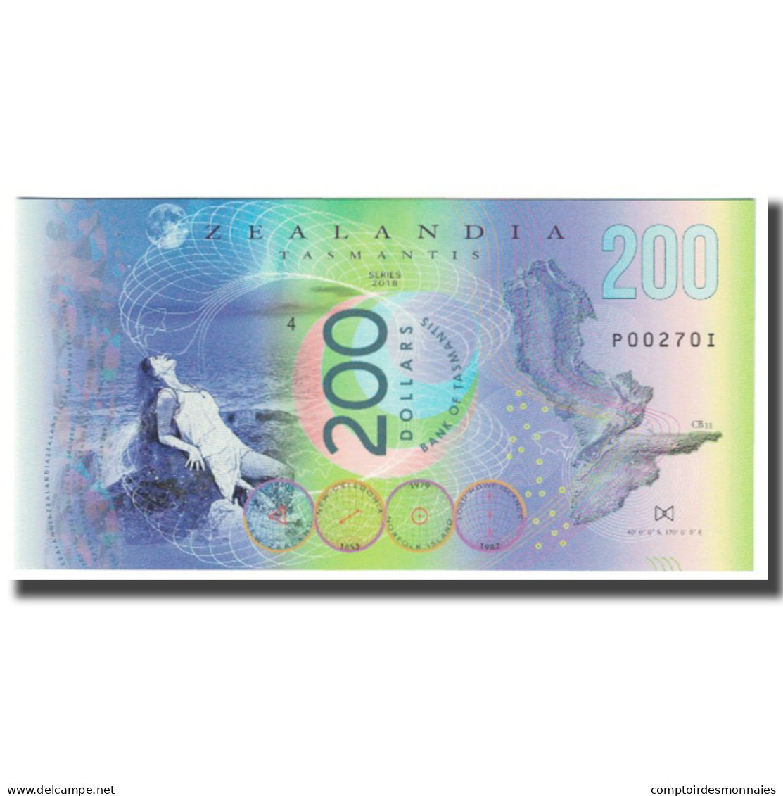 Billet, Australie, 200 Dollars, 2018, ZEALANDIA TASMANTIS LORD HOWE ISLAND, NEUF - Vals En Specimen