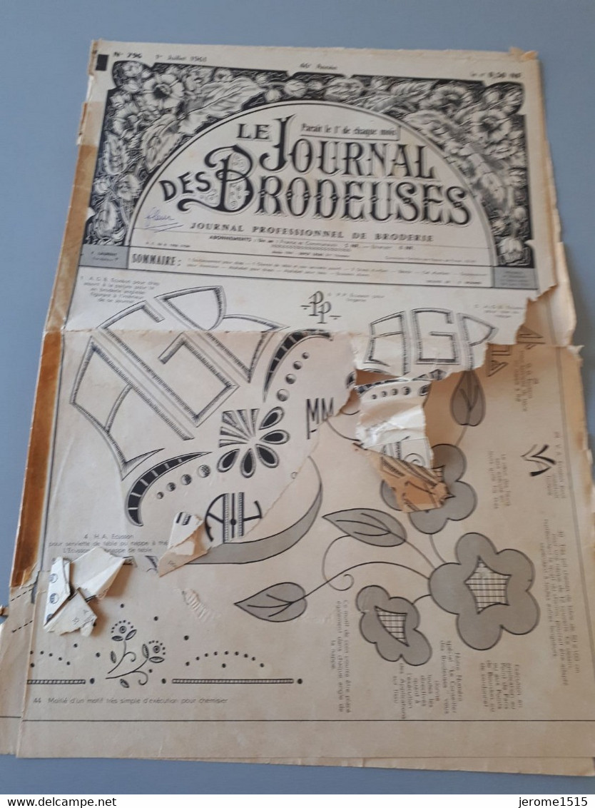 LE JOURNAL DES BRODEUSES N° 796 - 1961 - Alphabets- Layette-Ecussons- Lingerie & - Point De Croix