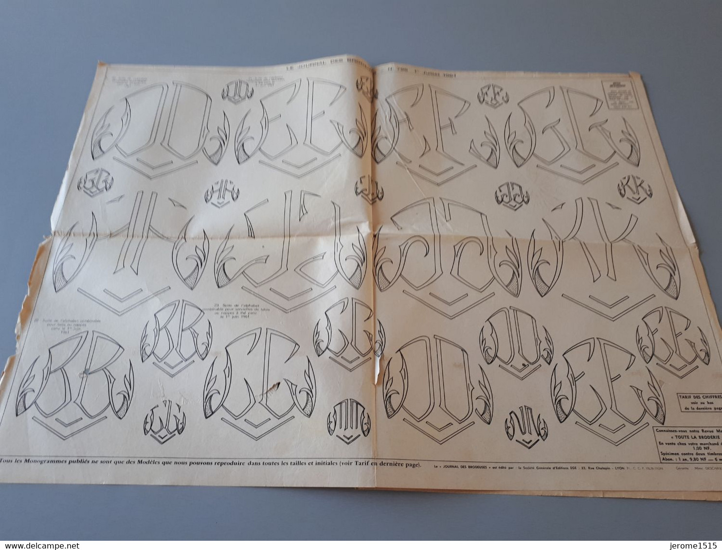 LE JOURNAL DES BRODEUSES N° 796 - 1961 - Alphabets- Layette-Ecussons- Lingerie & - Stickarbeiten