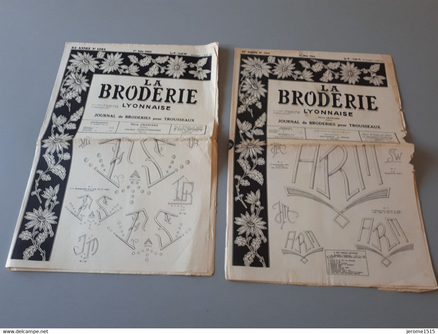 La Broderie LYONNAISE 1965 N° 1204 1215 Alphabets- Layette-Ecussons- Lingerie & - Stickarbeiten