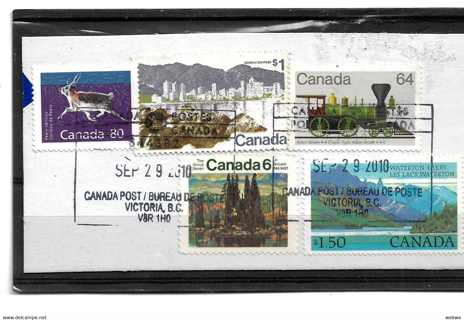 Canada001 / Fragment Mit 5 Marken, Div. Motive 2010 O - Oblitérés
