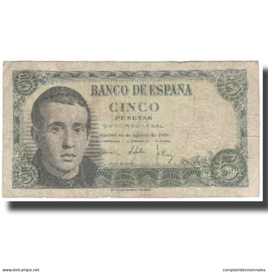 Billet, Espagne, 5 Pesetas, 1951-08-16, KM:140a, TB - 5 Peseten