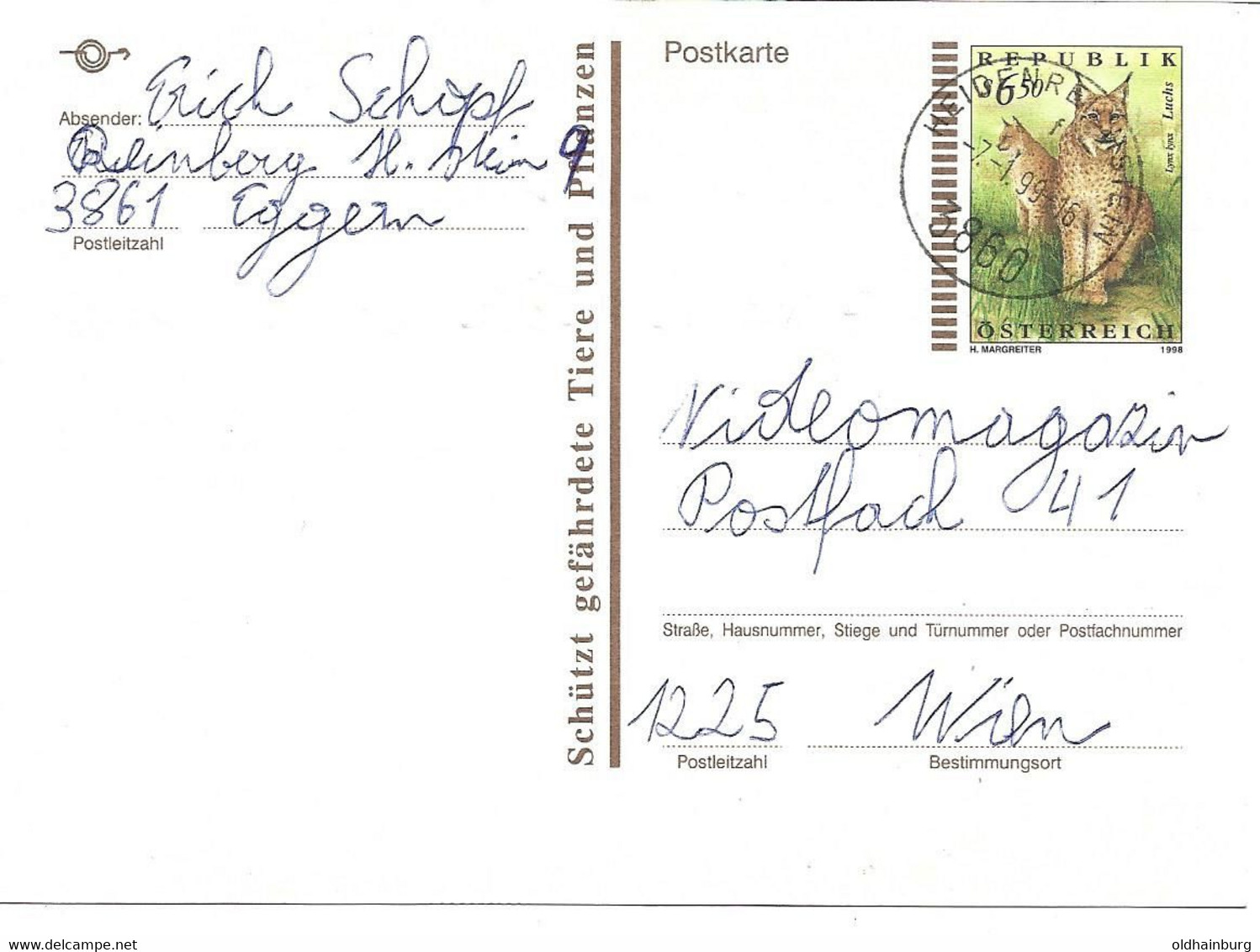 3091t: Postkarte 3860 Heidenreichstein 7.1.1999 - Gmünd