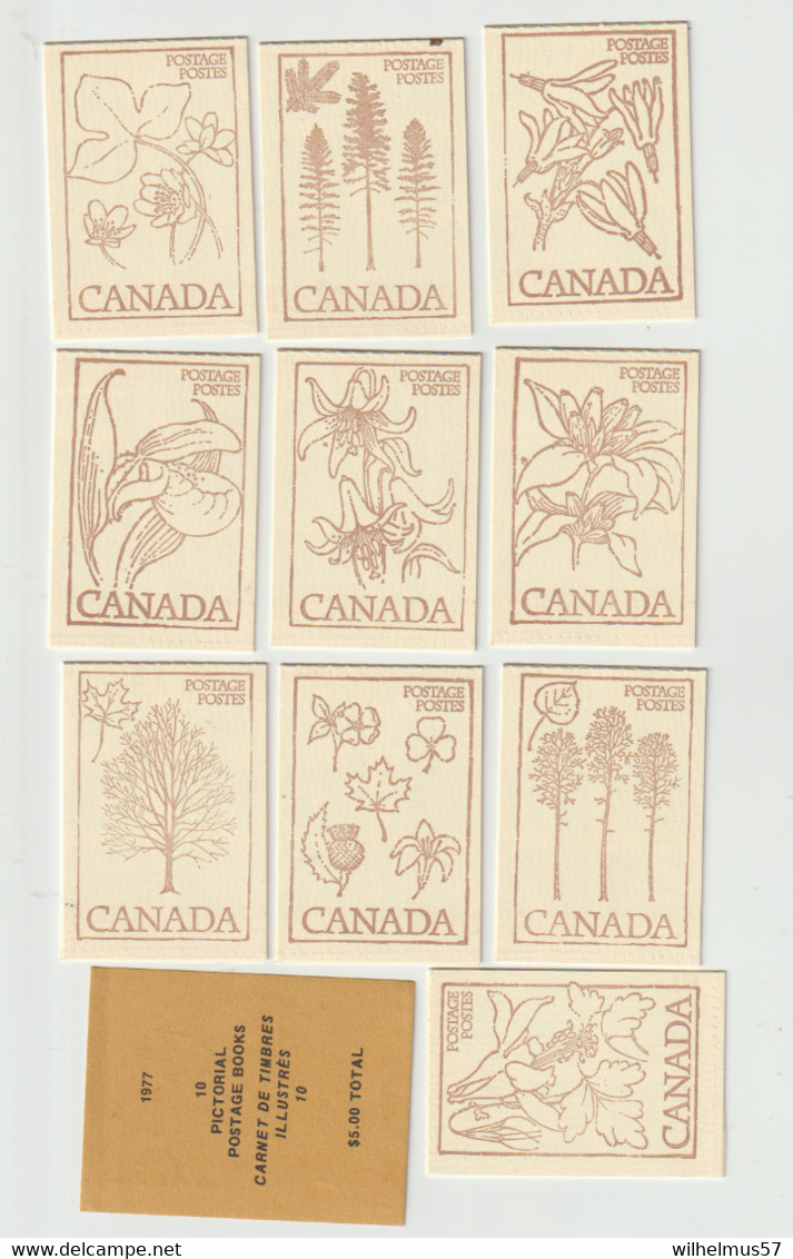 (D154) Canada 1977 , 10 Pictorial Booklets Tree Species Red Printed - Ganze Markenheftchen