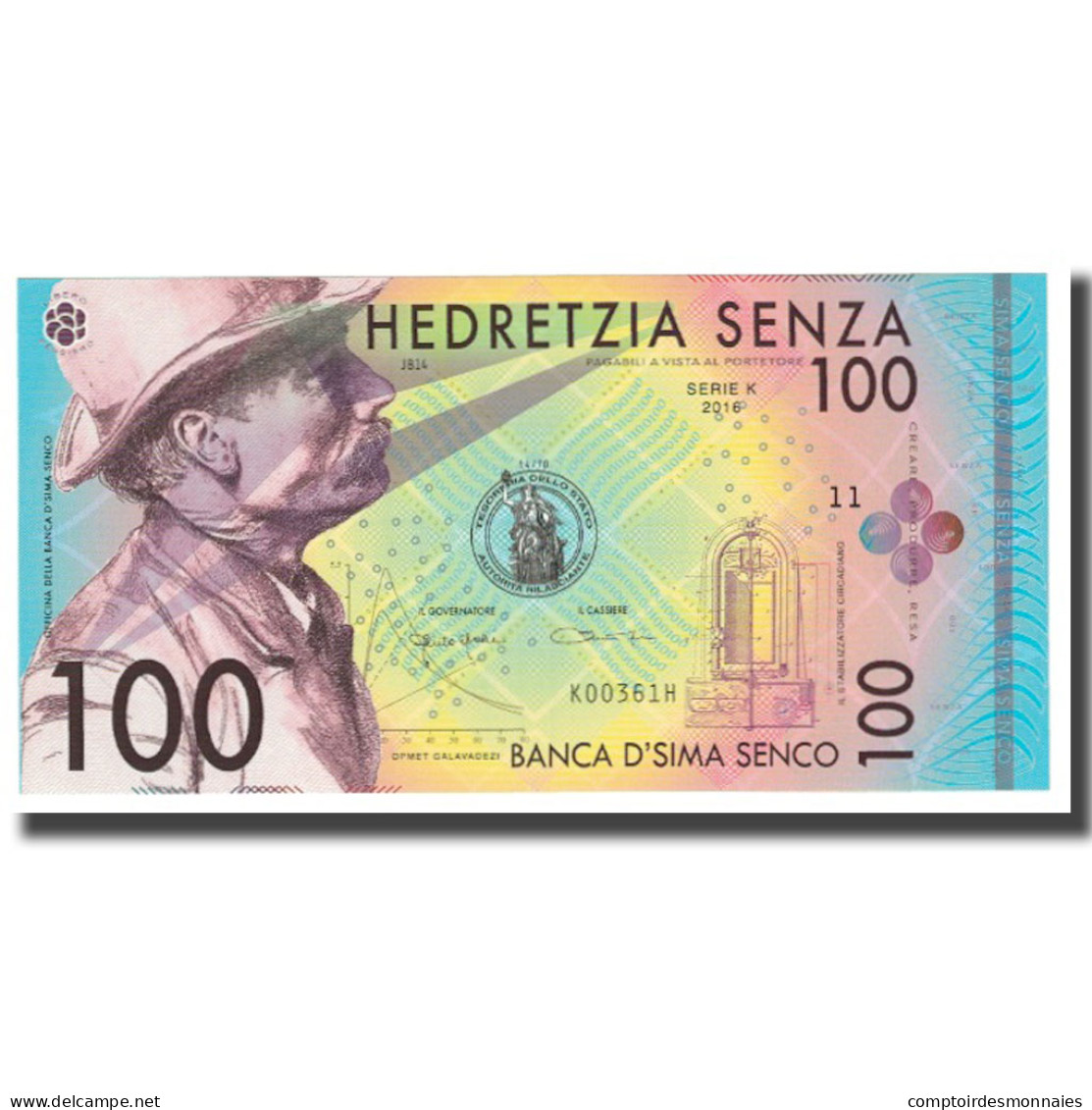 Billet, Italie, Billet Touristique, 2016, 100 SENZA, NEUF - [ 8] Specimen