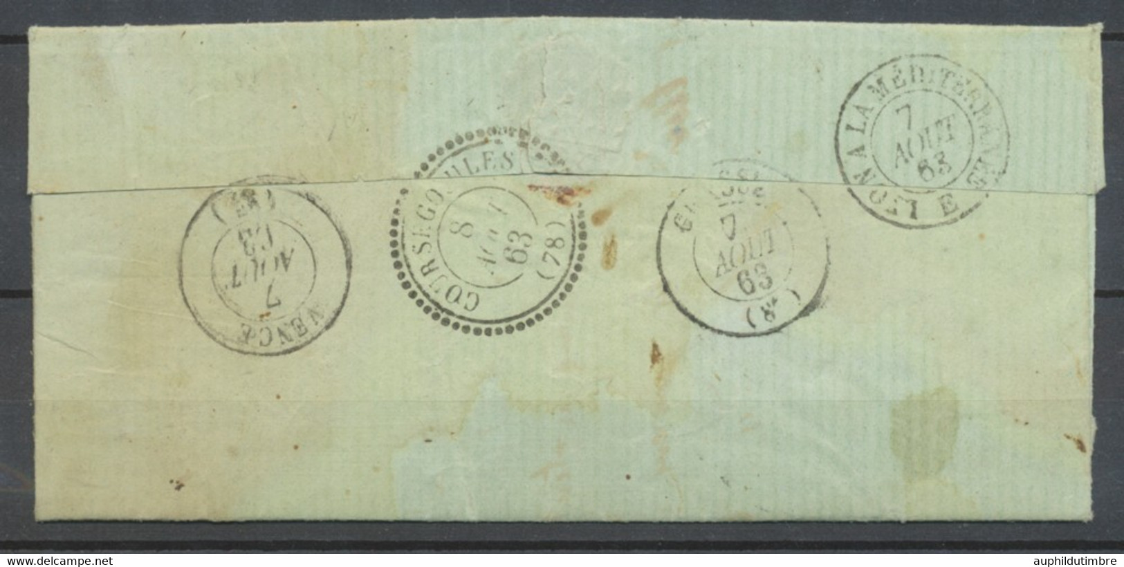 1863 Lettre N°22 20c Bleu Obl GC 3509 CAD Type 22 St-Auban (78) VAR. H2586 - 1849-1876: Période Classique