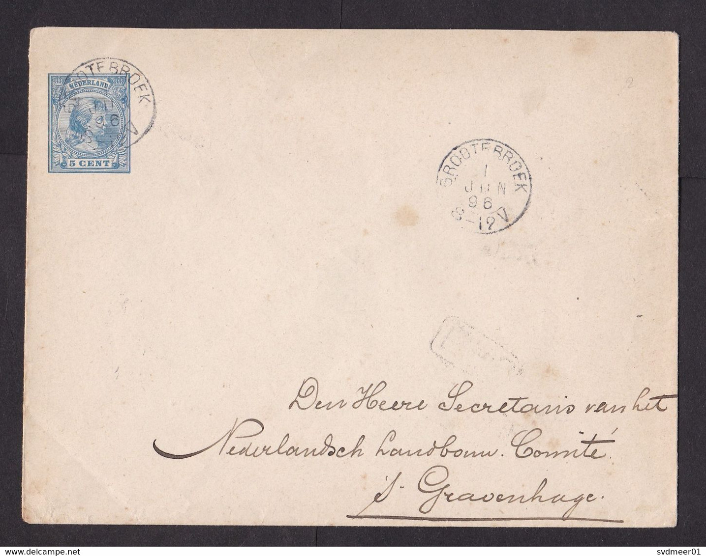 Netherlands: Stationery Cover, 1896, Rare Cancel Grootebroek (minor Discolouring, See Scan) - Cartas & Documentos