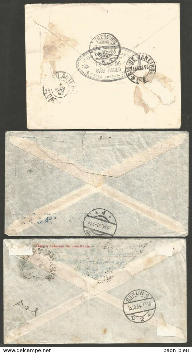 Bresil - 17 Cartes Et Lettres - Vers Europe-Amérique Dont Aeropostale / Condor Zeppelin / Censure Militaire - Posta Aerea