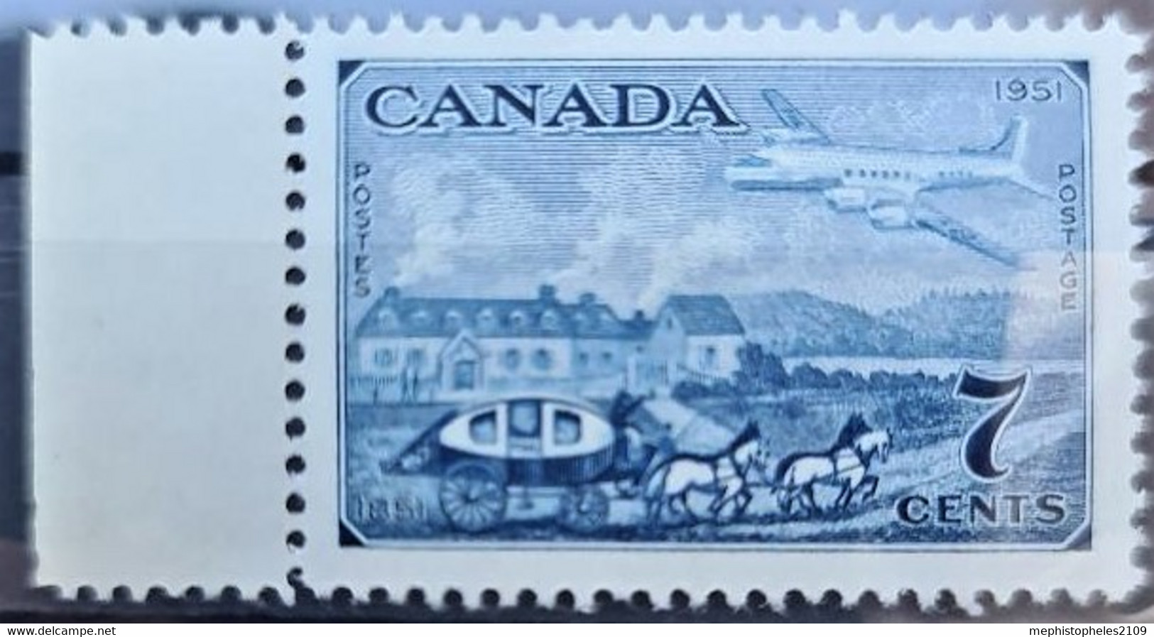 CANADA 1951 - MNH - Sc# 313 (PB UL Pl. 2) - 7c - Nuevos