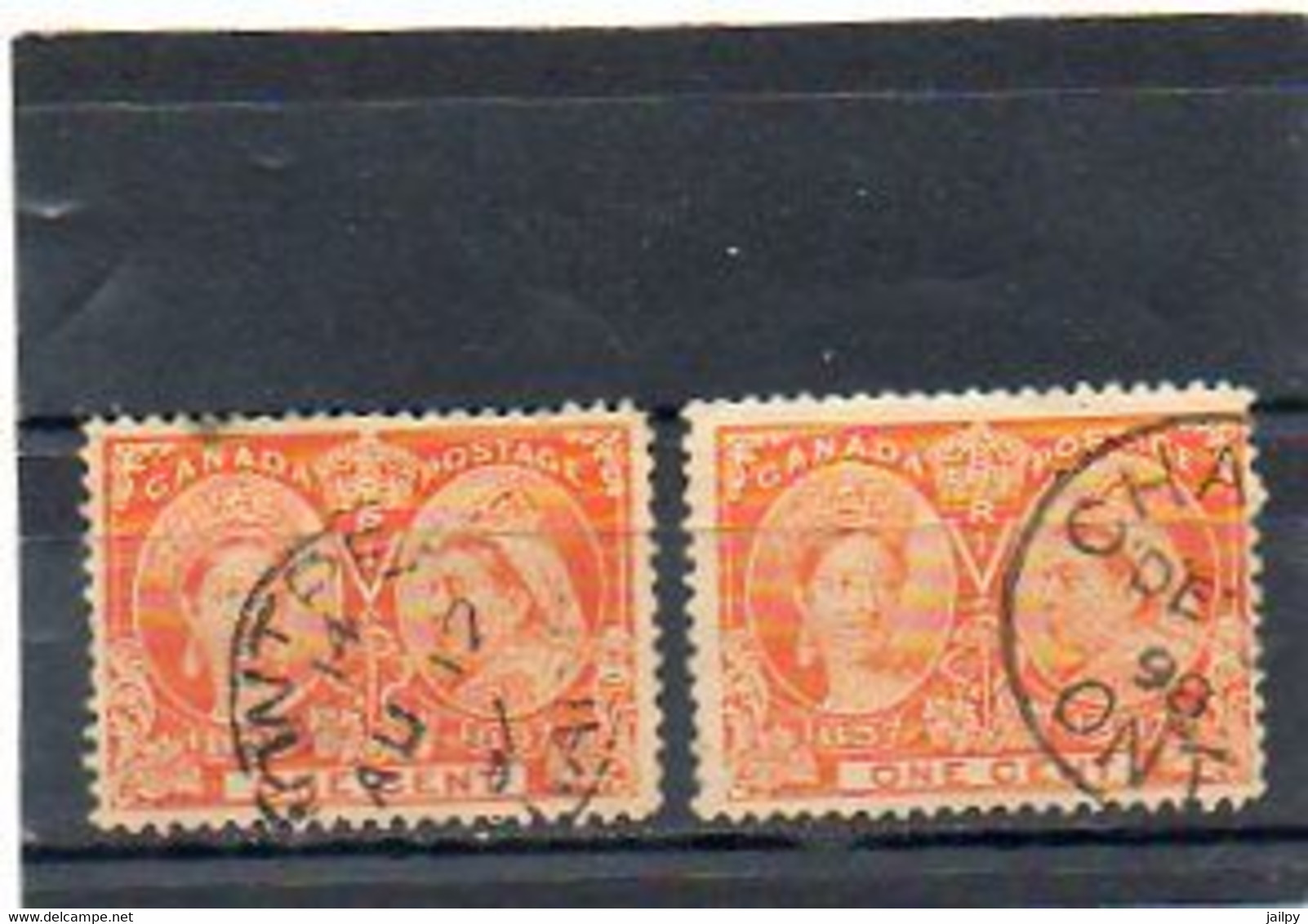 CANADA   2 Timbres 1 C  Couleurs Différentes   1897   Y&T: 39   Oblitérés - Other & Unclassified