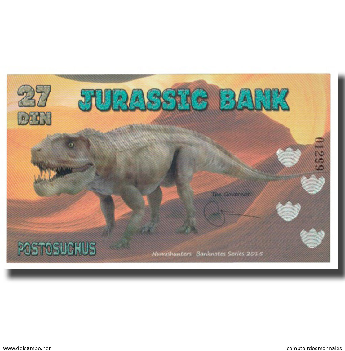 Billet, Espagne, Billet Touristique, 2015, JURASSIC BANK 27 DIN, NEUF - [ 7] Fehldrucke